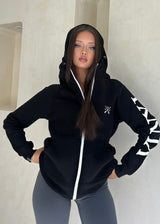 Vinyl ζακετα μαυρη με τυπωμα cotton regular fit - zip through hoodie with logo print γυναικεια