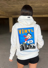 Vinyl φουτερ λευκο με τυπωμα cotton χωρις χνουδι regular fit - betty boop hoodie γυναικειο