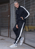 Vinyl jumpsuit black polyester slim fit men's