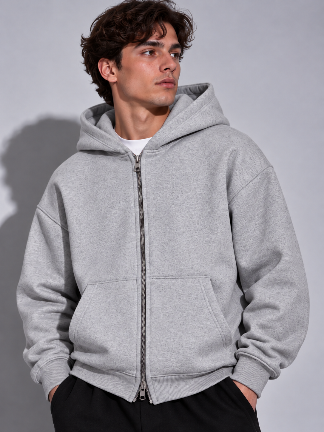 Urban zipped hoodie dark grey melange