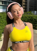 Vinyl bra with elastic, yellow, cotton, regular fit, women's