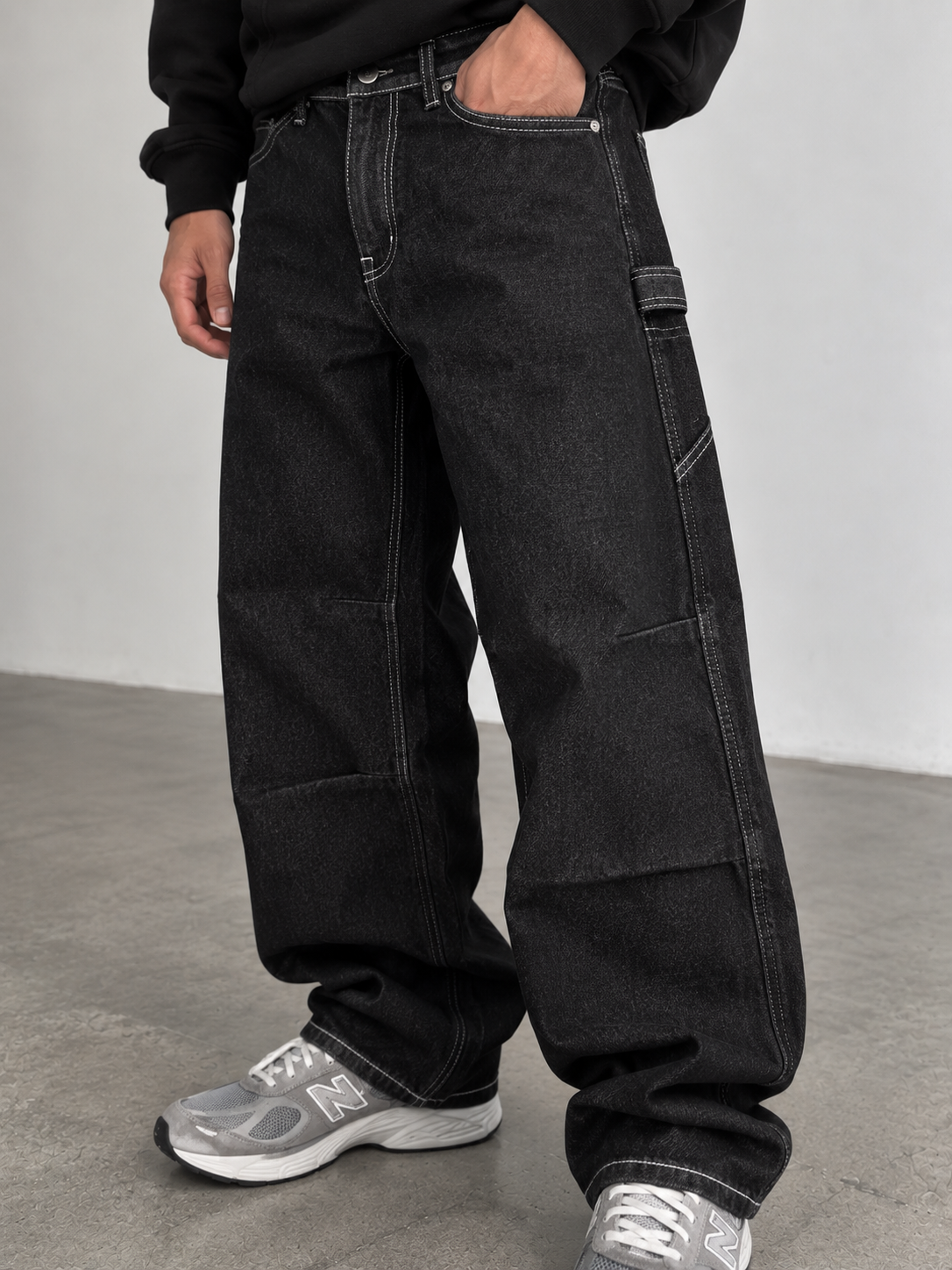 Contrast Baggy jeans black