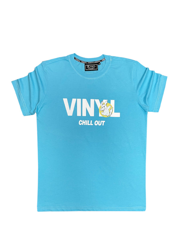 VINYL Μπλούζα με Τύπωμα Γαλάζιο - Chill Out T-Shirt