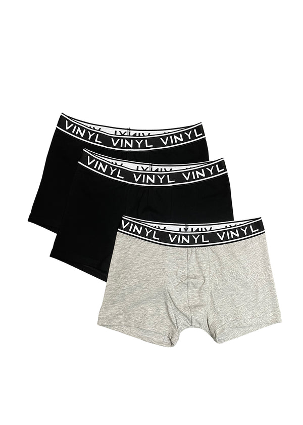 Boxers 3 Pack - VINYL Ανδρικά εσώρουχα Μαύρο/Γκρι
