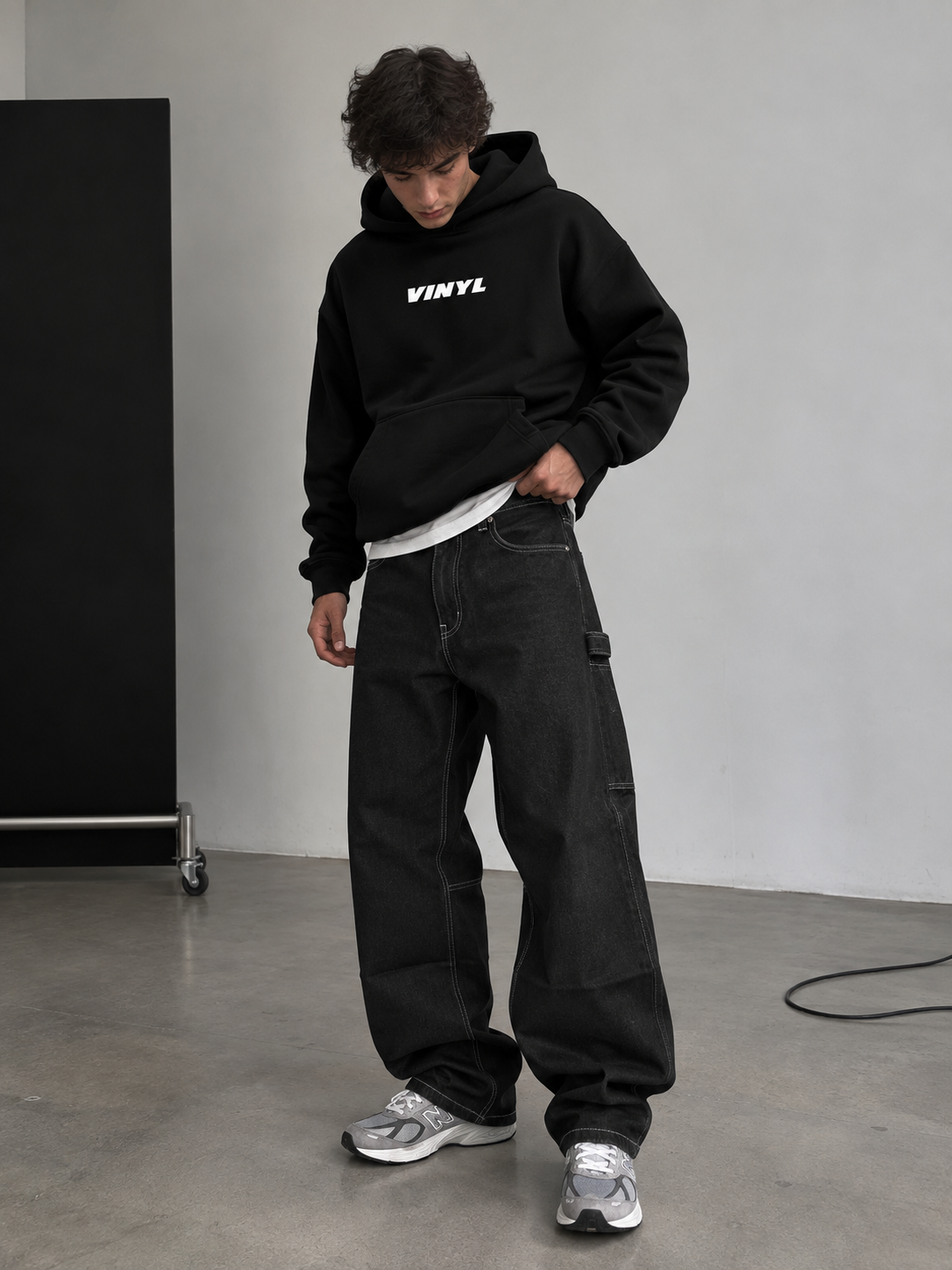 Contrast Baggy jeans black