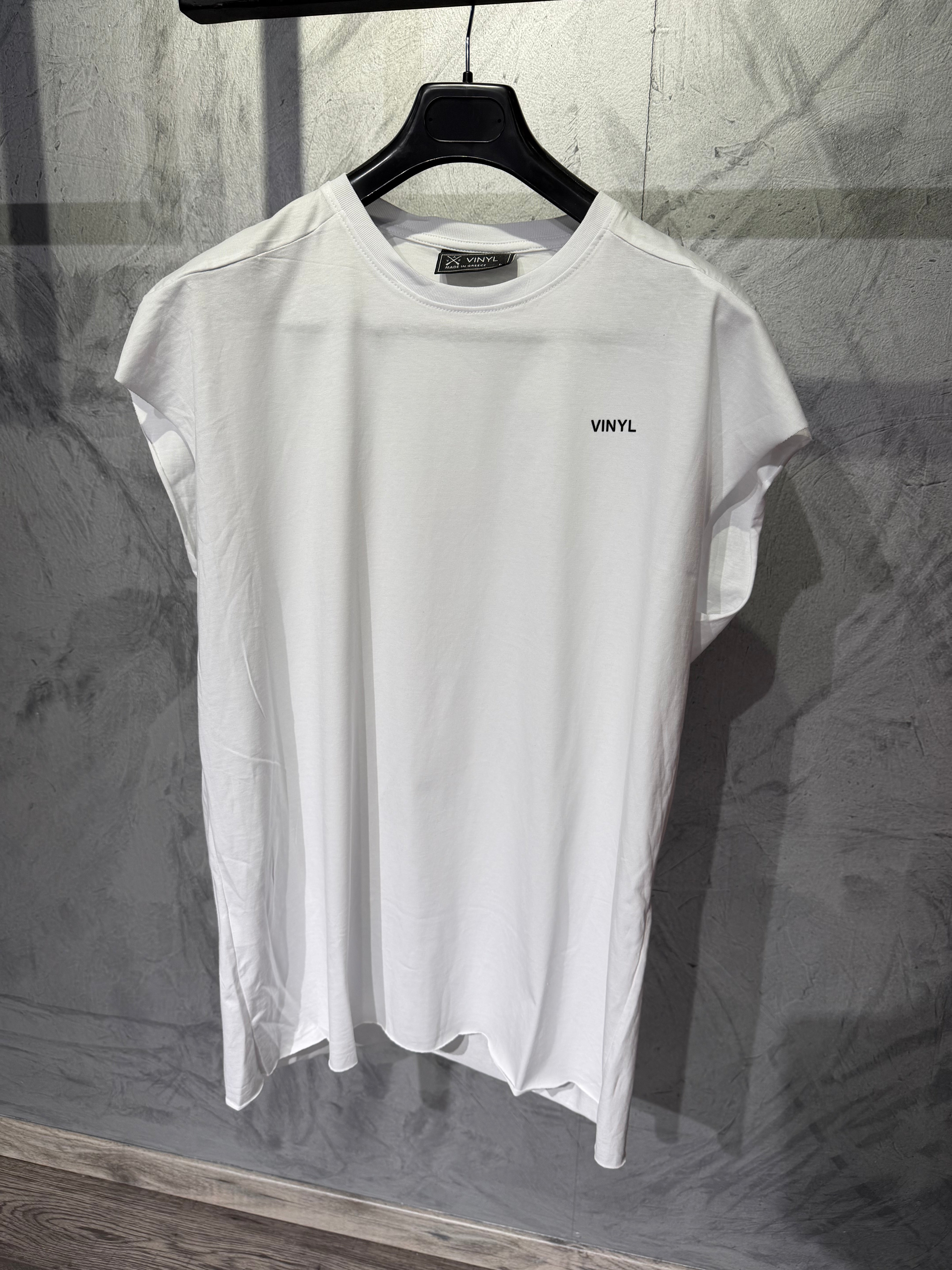 Vinyl sleeveless tee old money white - oversized