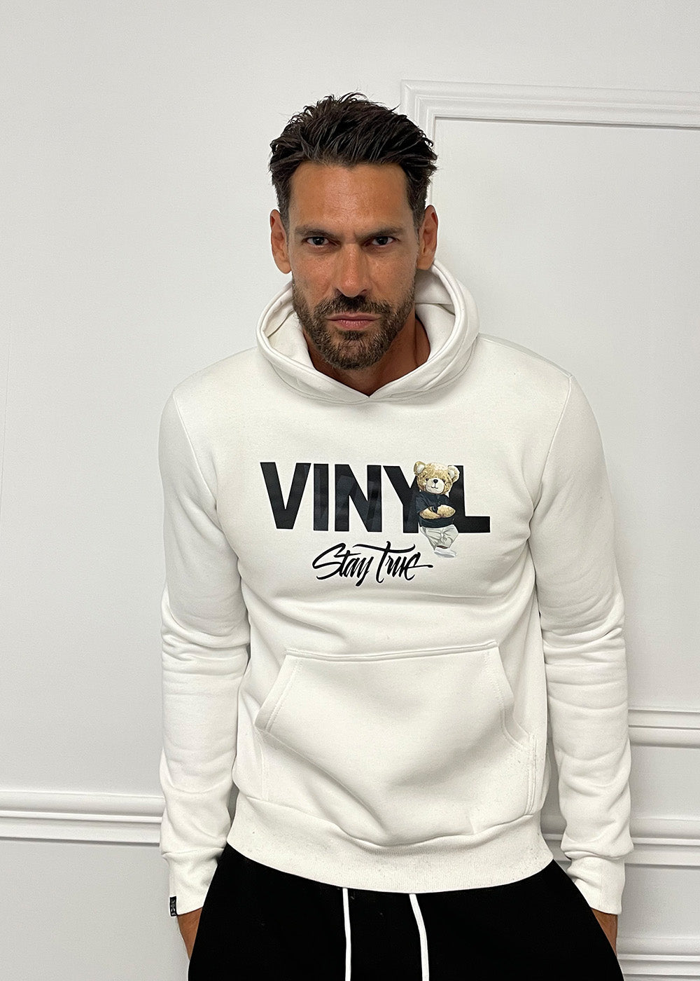 Vinyl φουτερ λευκο με τυπωμα cotton regular fit ανδρικο