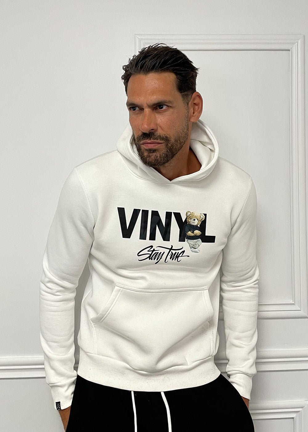 Vinyl φουτερ λευκο με τυπωμα cotton regular fit ανδρικο