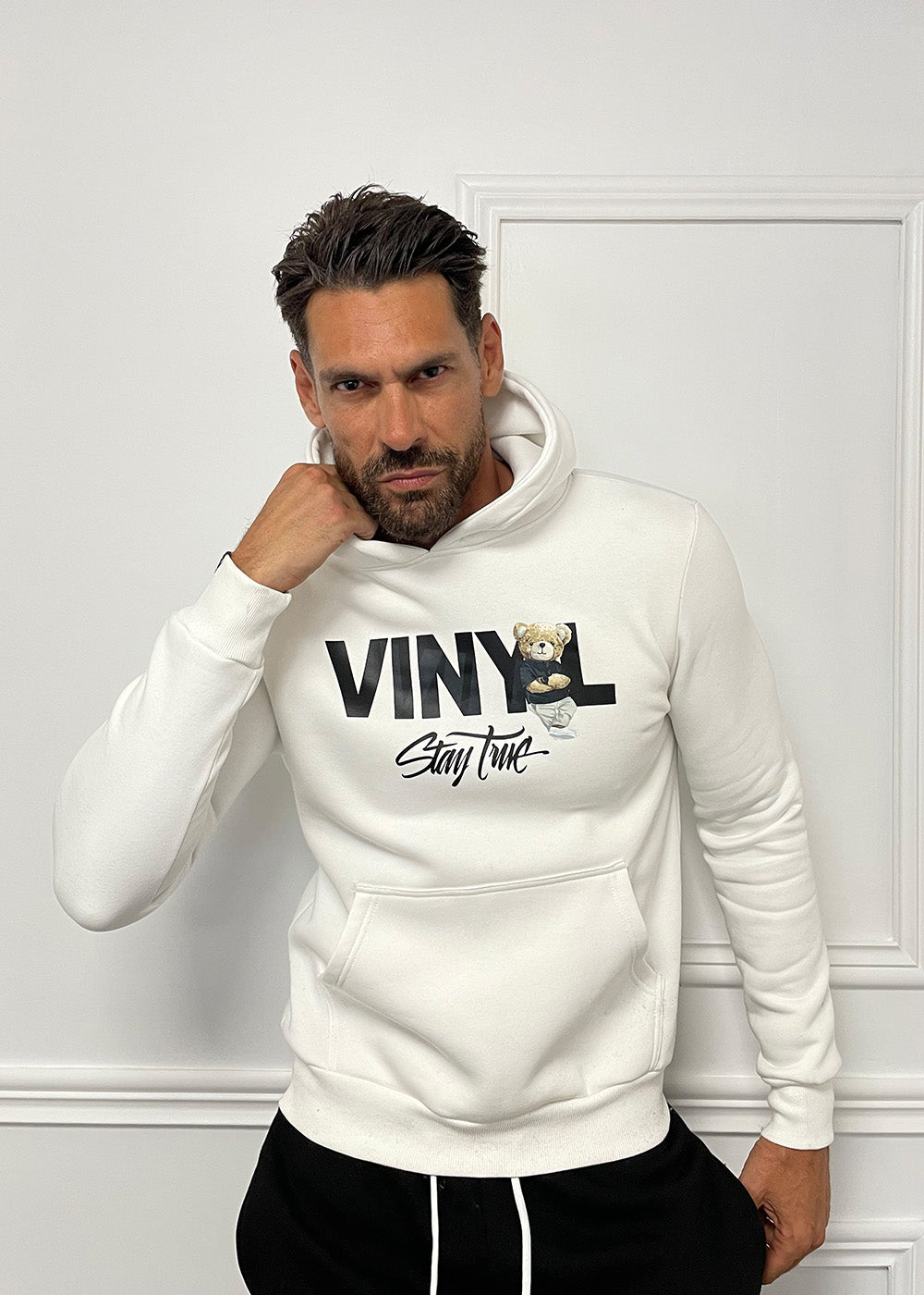 Vinyl φουτερ λευκο με τυπωμα cotton regular fit ανδρικο