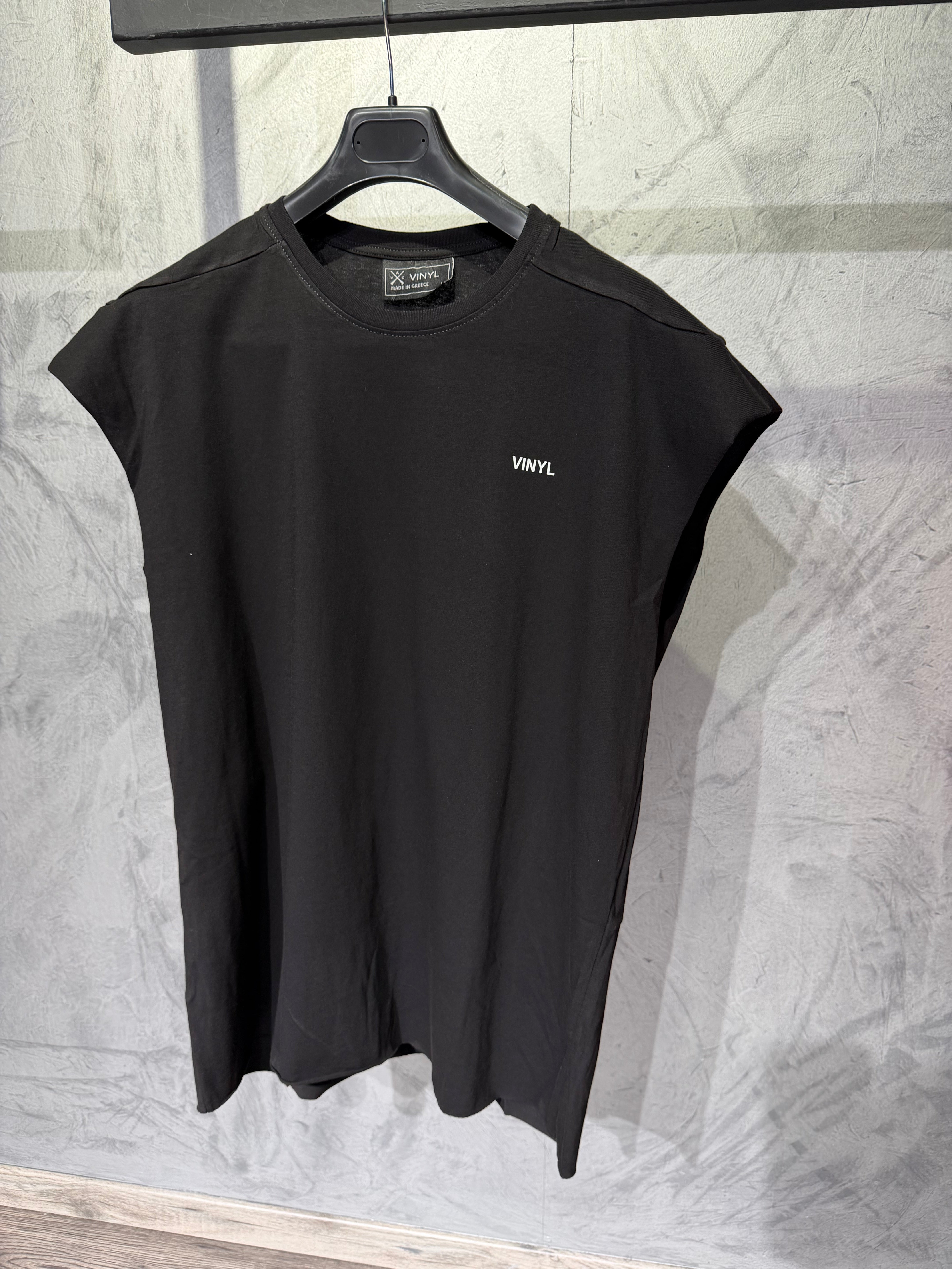 Vinyl sleeveless tee california coast black - oversized