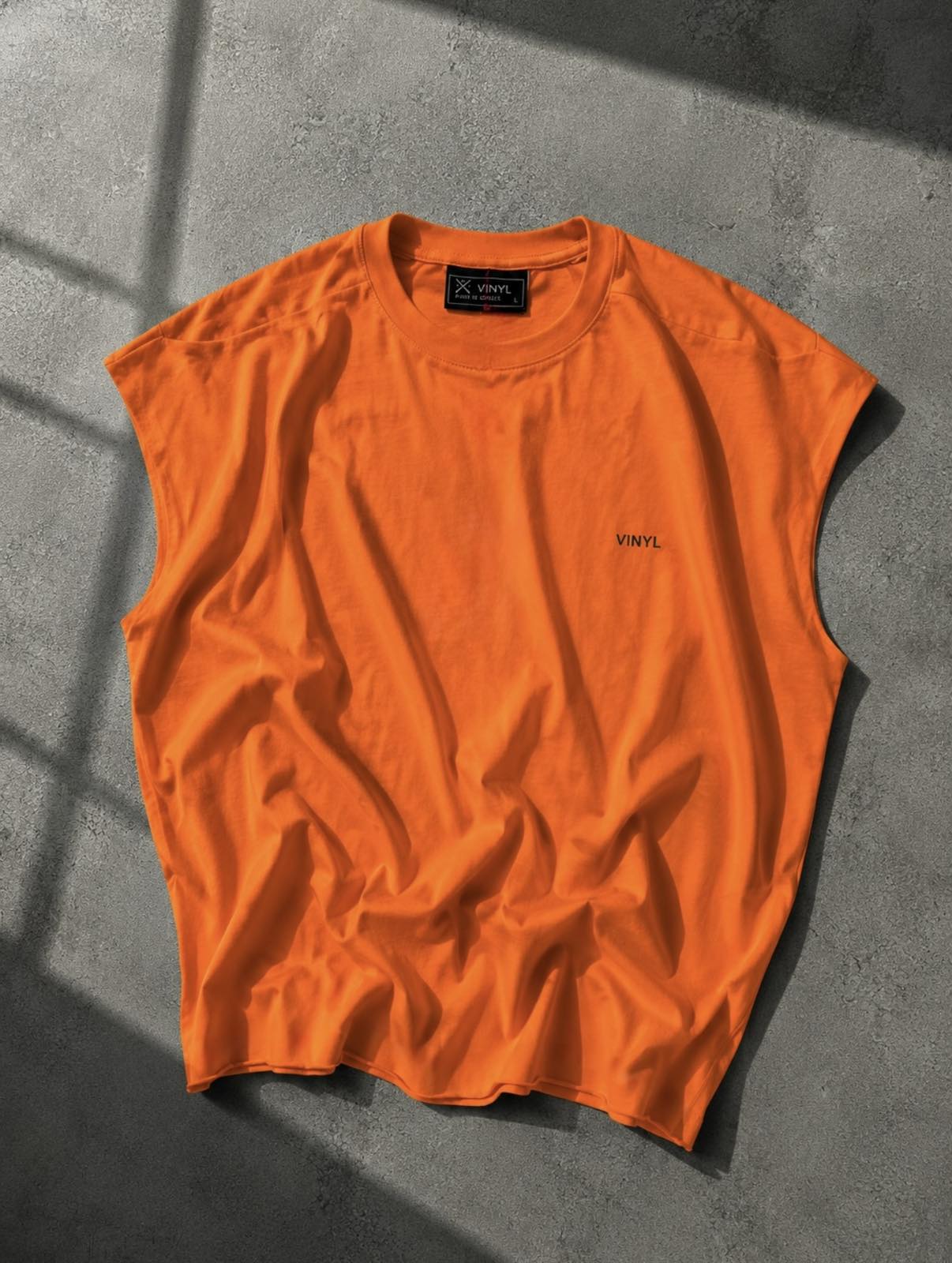 Vinyl sleeveless tee orange - oversized