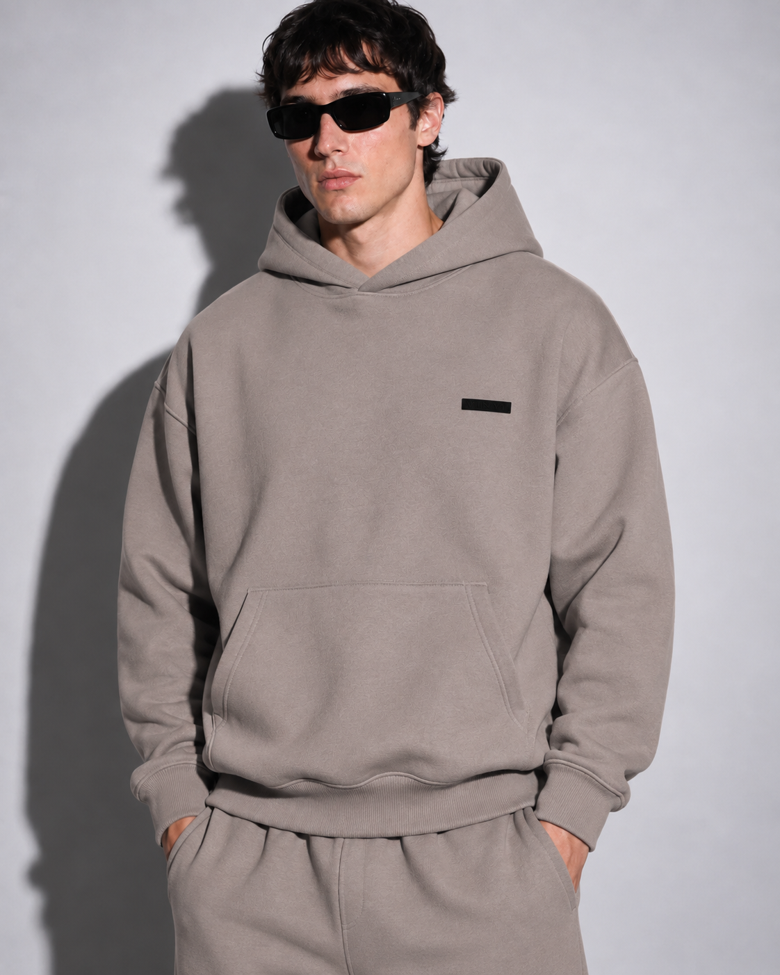 Modern basic hoodie stone grey