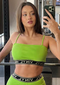 Vinyl bra with elastic green rip cotton regular fit for women