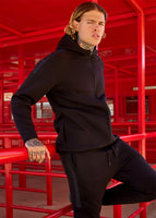 Vinyl ζακετα μαυρη με τρεσα cotton regular fit - line motion zip hoodie