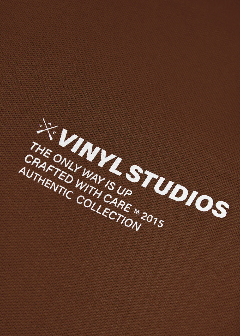 Vinyl φουτερ καφε με τυπωμα cotton oversized - studios v legacy hoodie