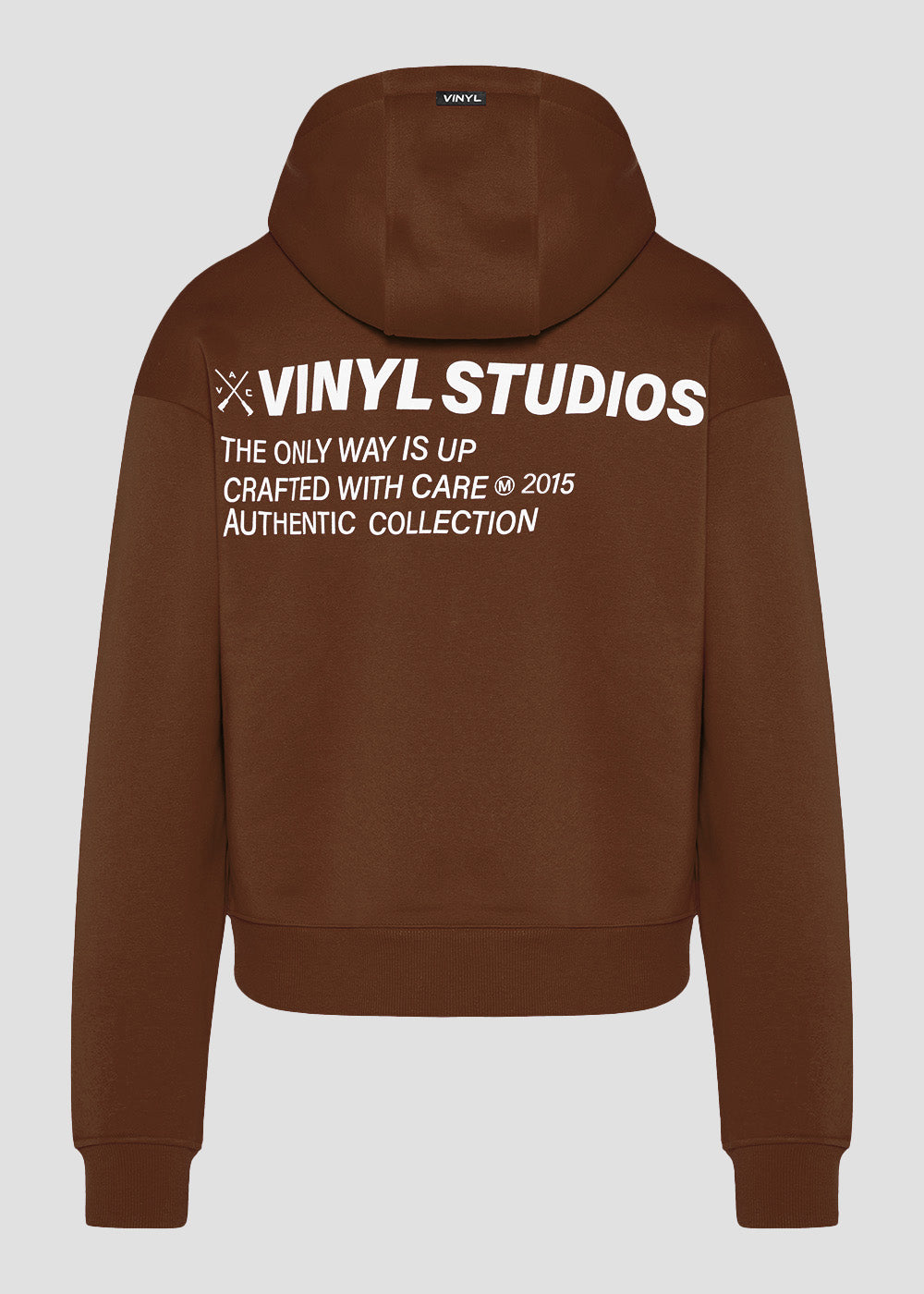 Vinyl φουτερ καφε με τυπωμα cotton oversized - studios v legacy hoodie