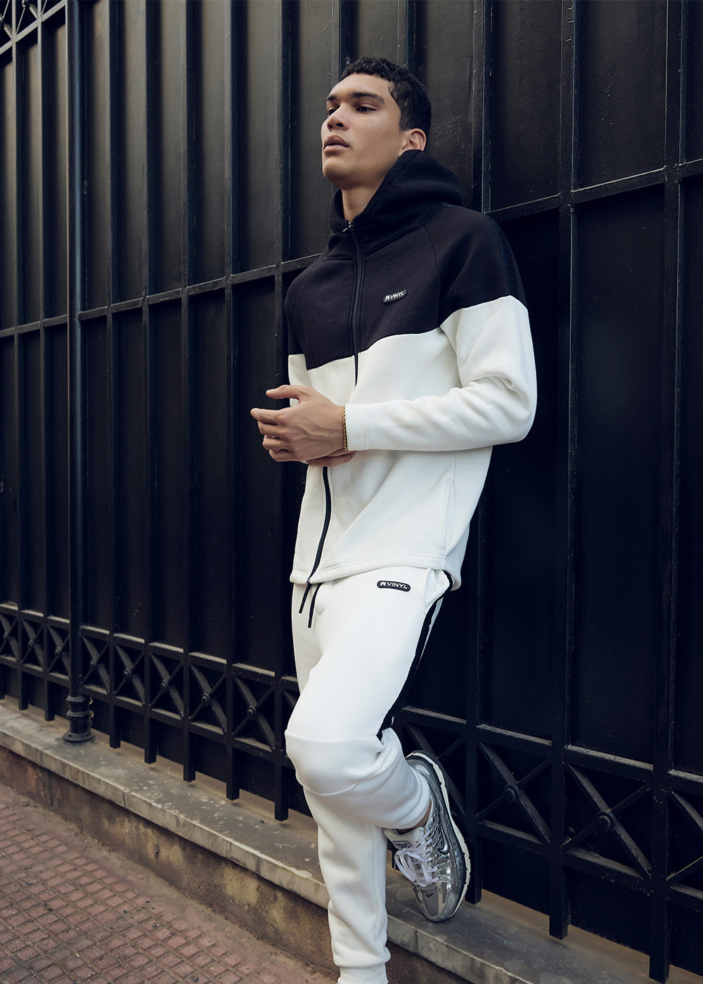 Vinyl φορμα λευκη με τρεσα cotton regular fit - line motion sweatpants
