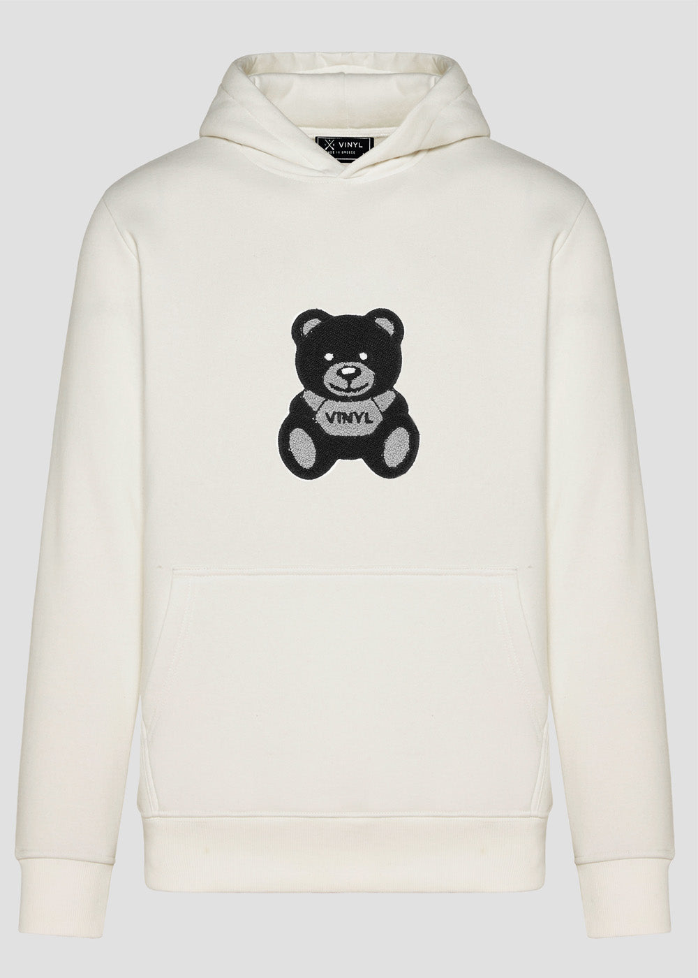 Vinyl φουτερ ασπρο με patch cotton regular fit - puff teddy hoodie