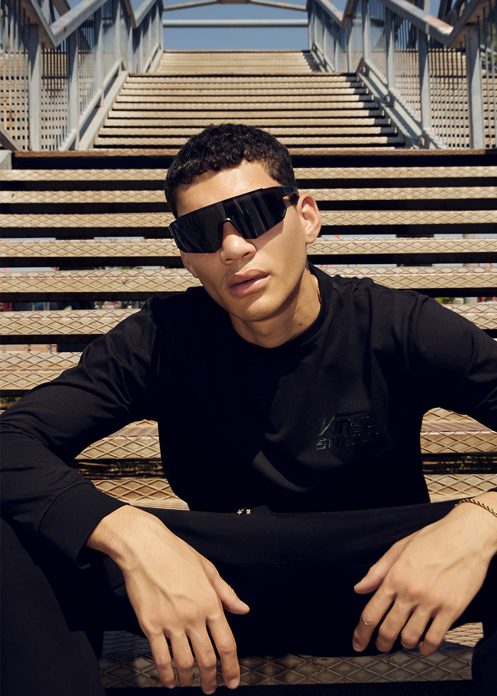 Vinyl μπλουζα μαυρη με τυπωμα cotton regular fit - urban flow tee