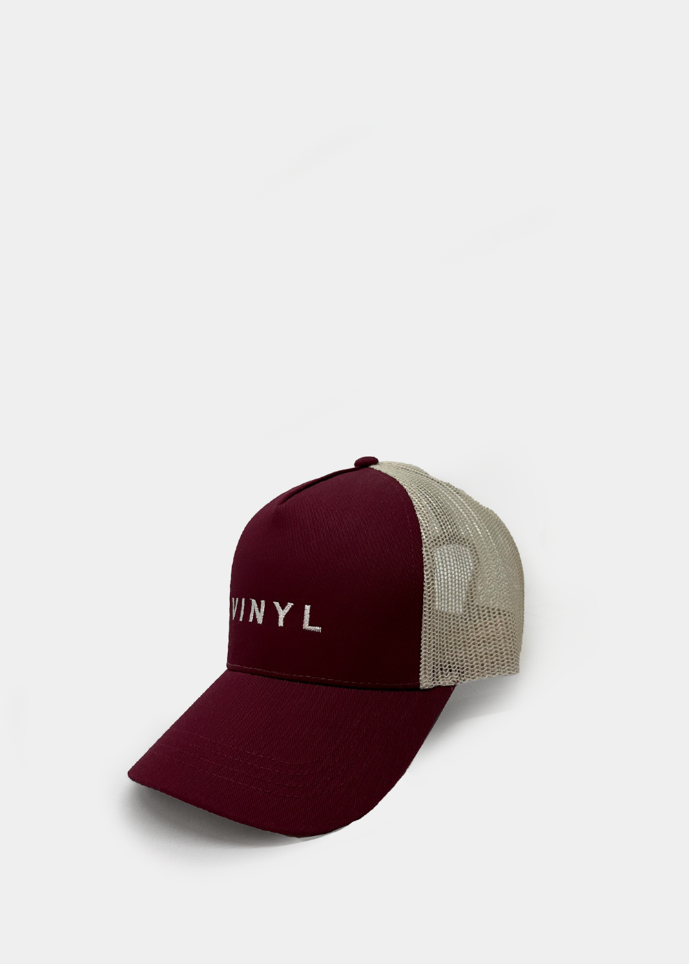 Vinyl καπελο μπορντο-μπεζ με κεντημα - crafted logo baseball cap