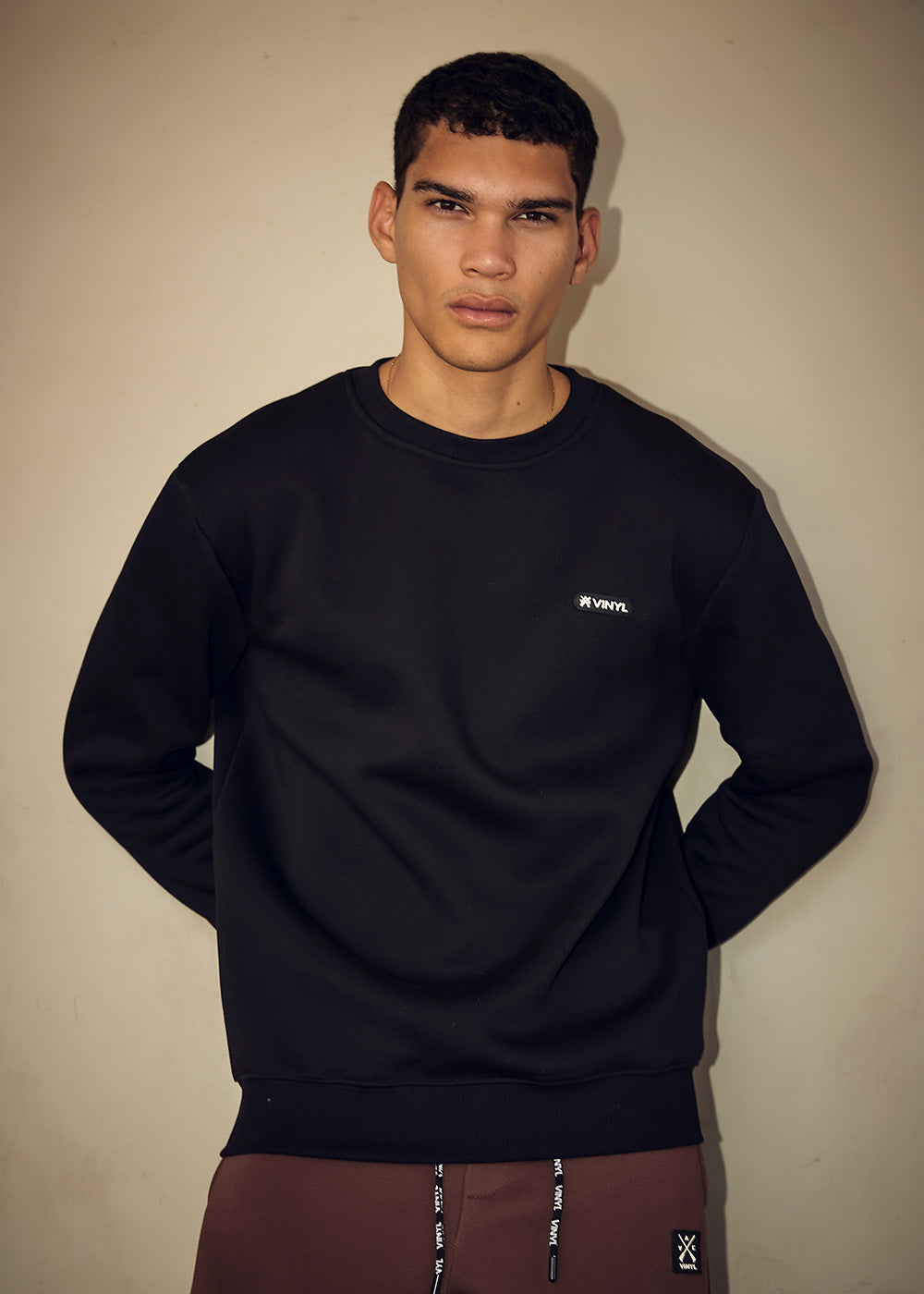 Vinyl φουτερ μαυρο χωρις κουκουλα cotton regular fit - insignia sweatshirt
