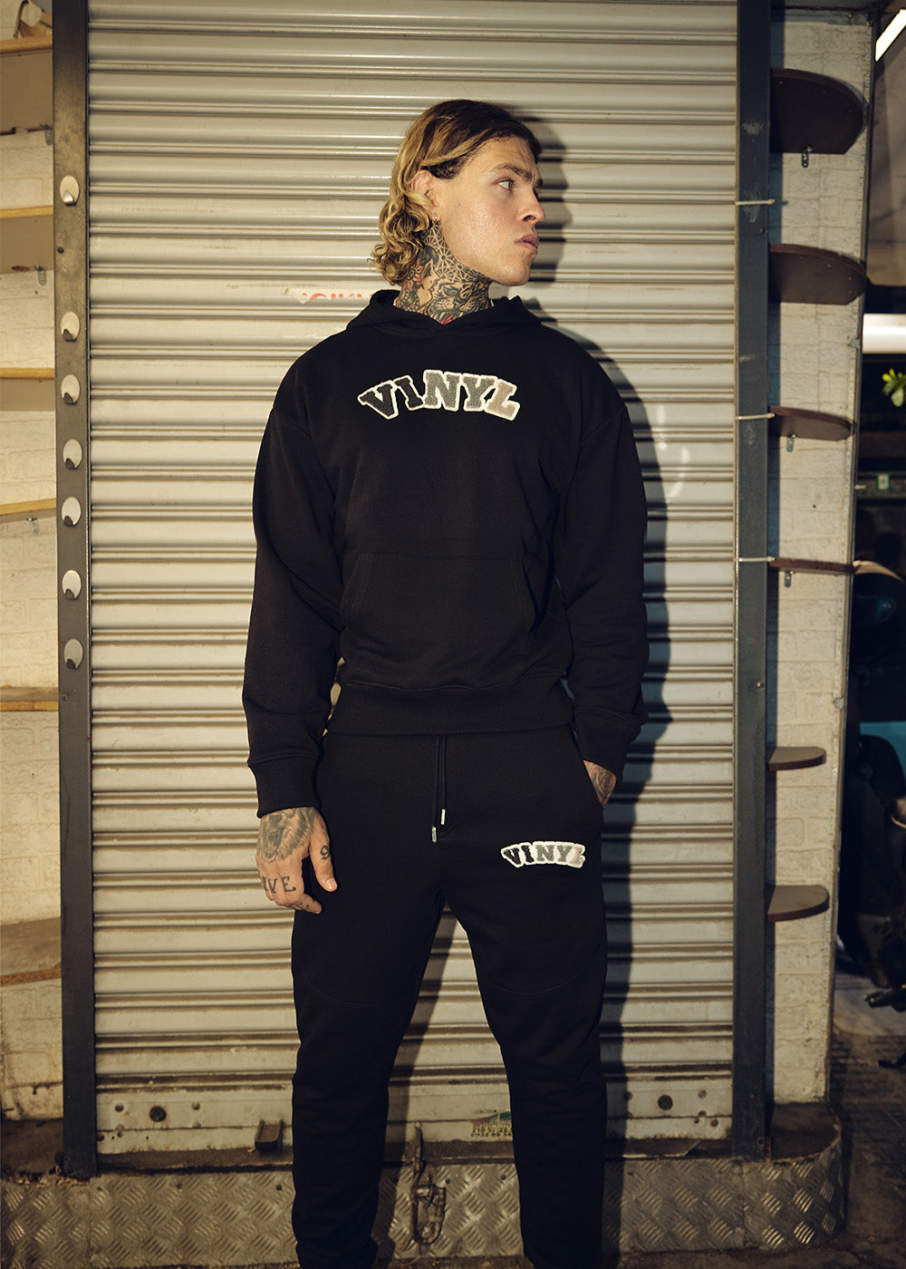Vinyl μαυρο σετ με patch cotton regular fit - puff logo set
