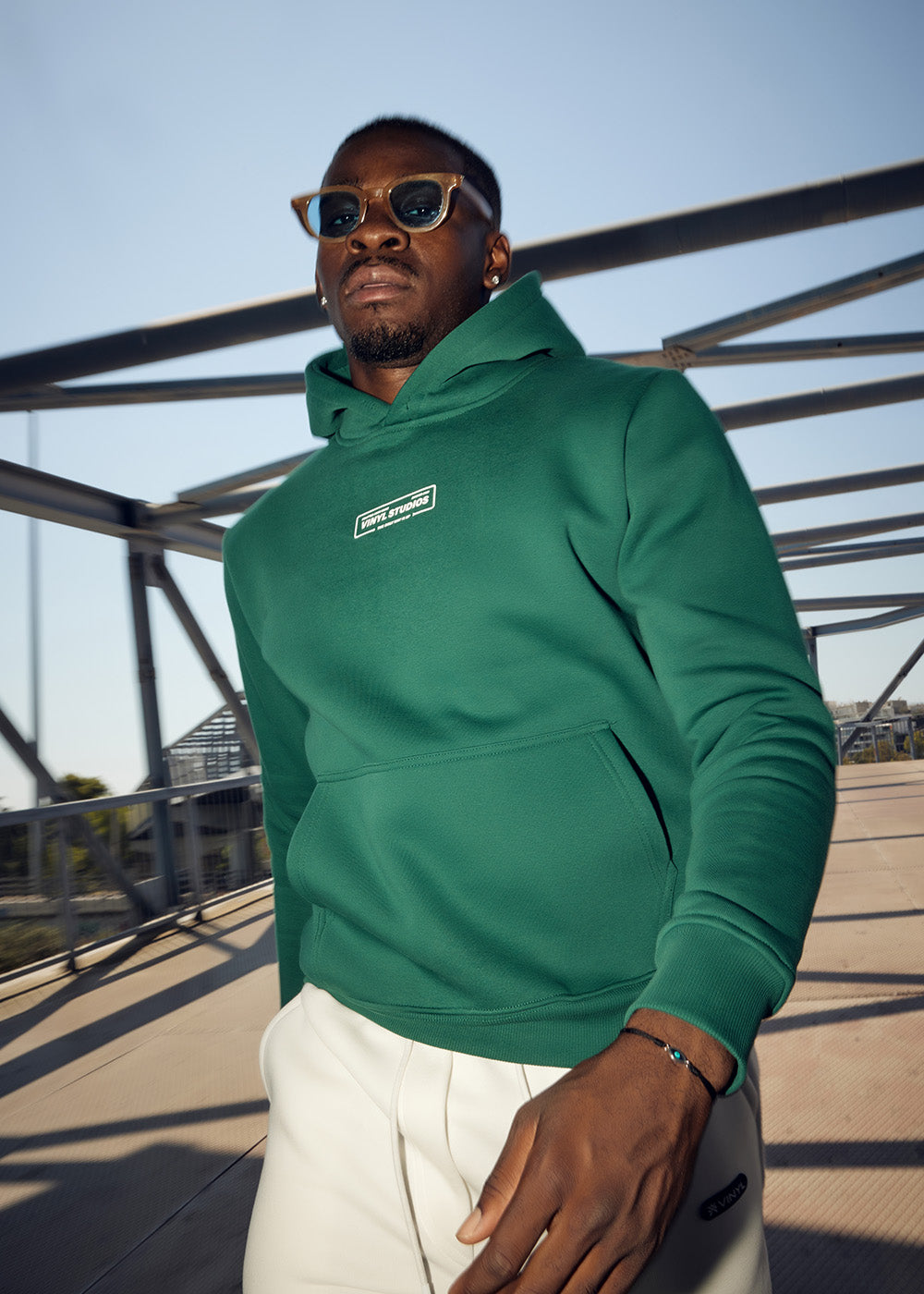 Vinyl φουτερ πρασινο με τυπωμα cotton regular fit - urban code hoodie
