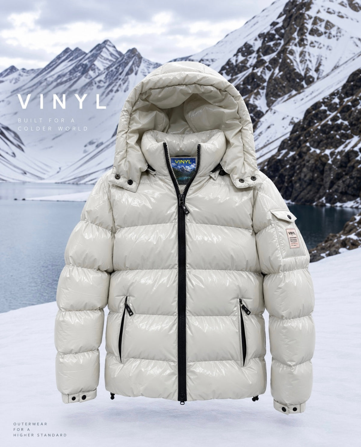Glossy puffer jacket white