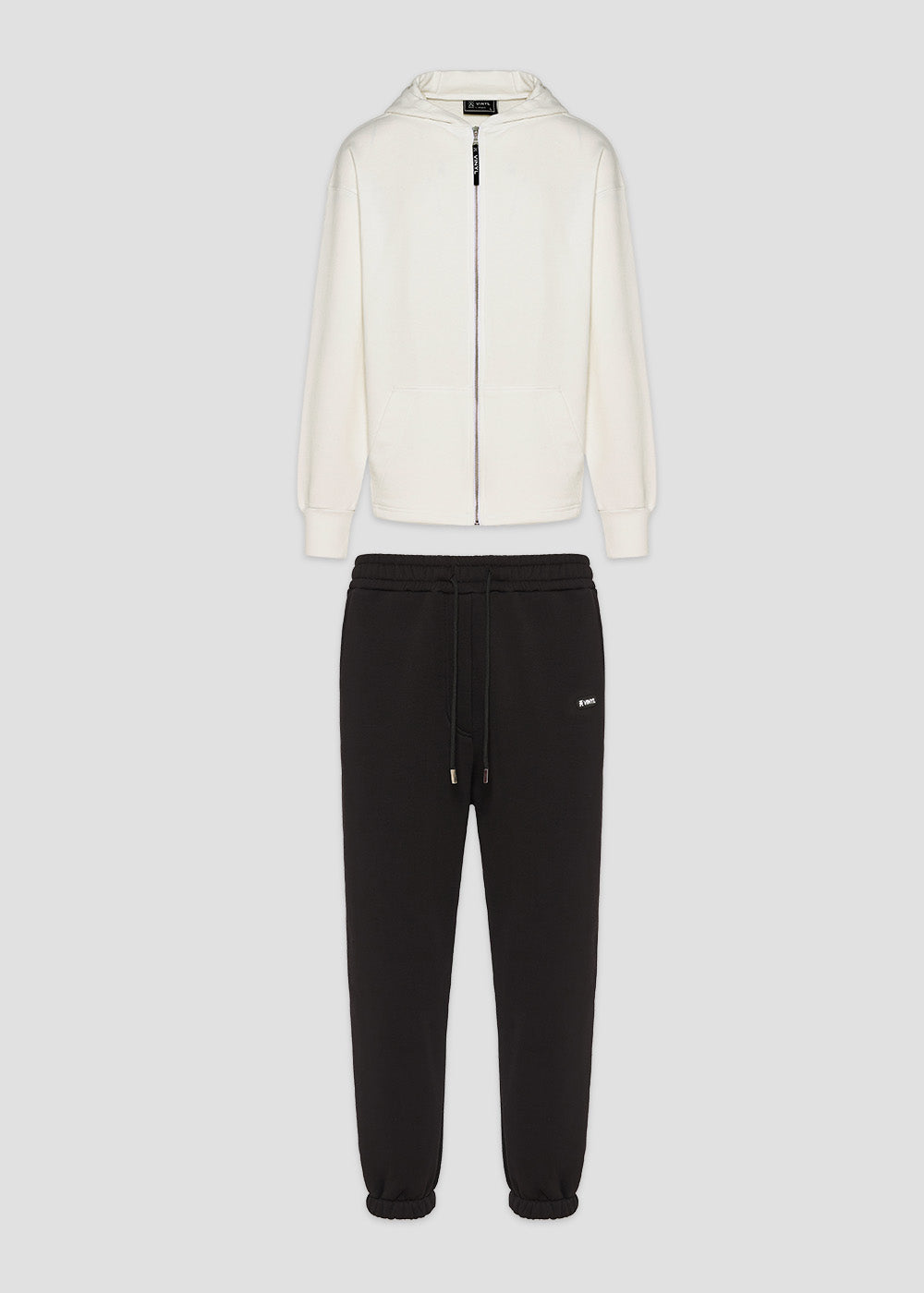 Vinyl σετ ζακετα με φορμα cotton oversized fit - signature move white and black set