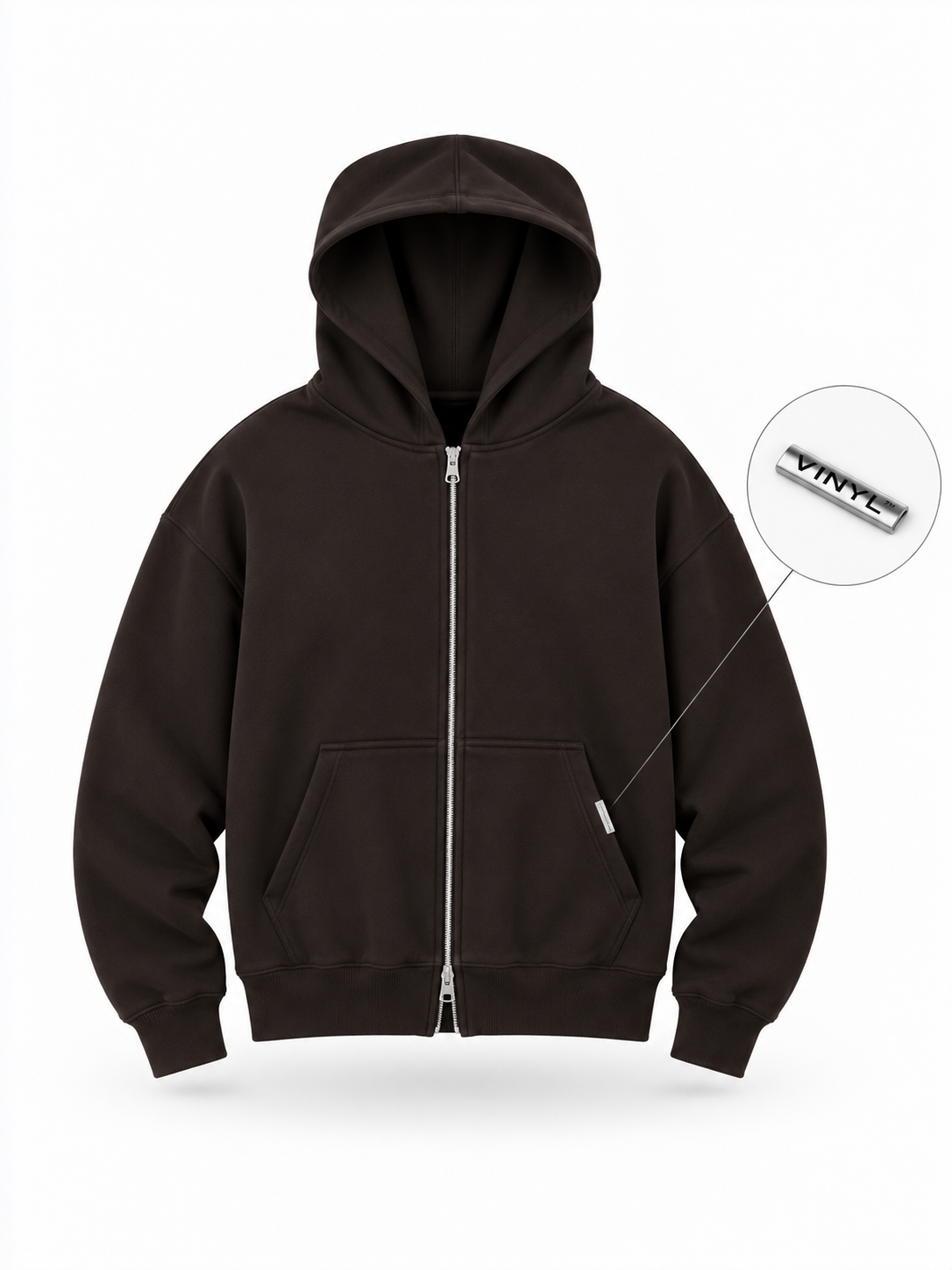 Urban zipped hoodie dark brown