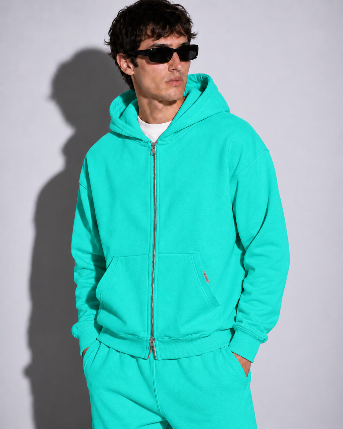 Urban zipped hoodie mint green
