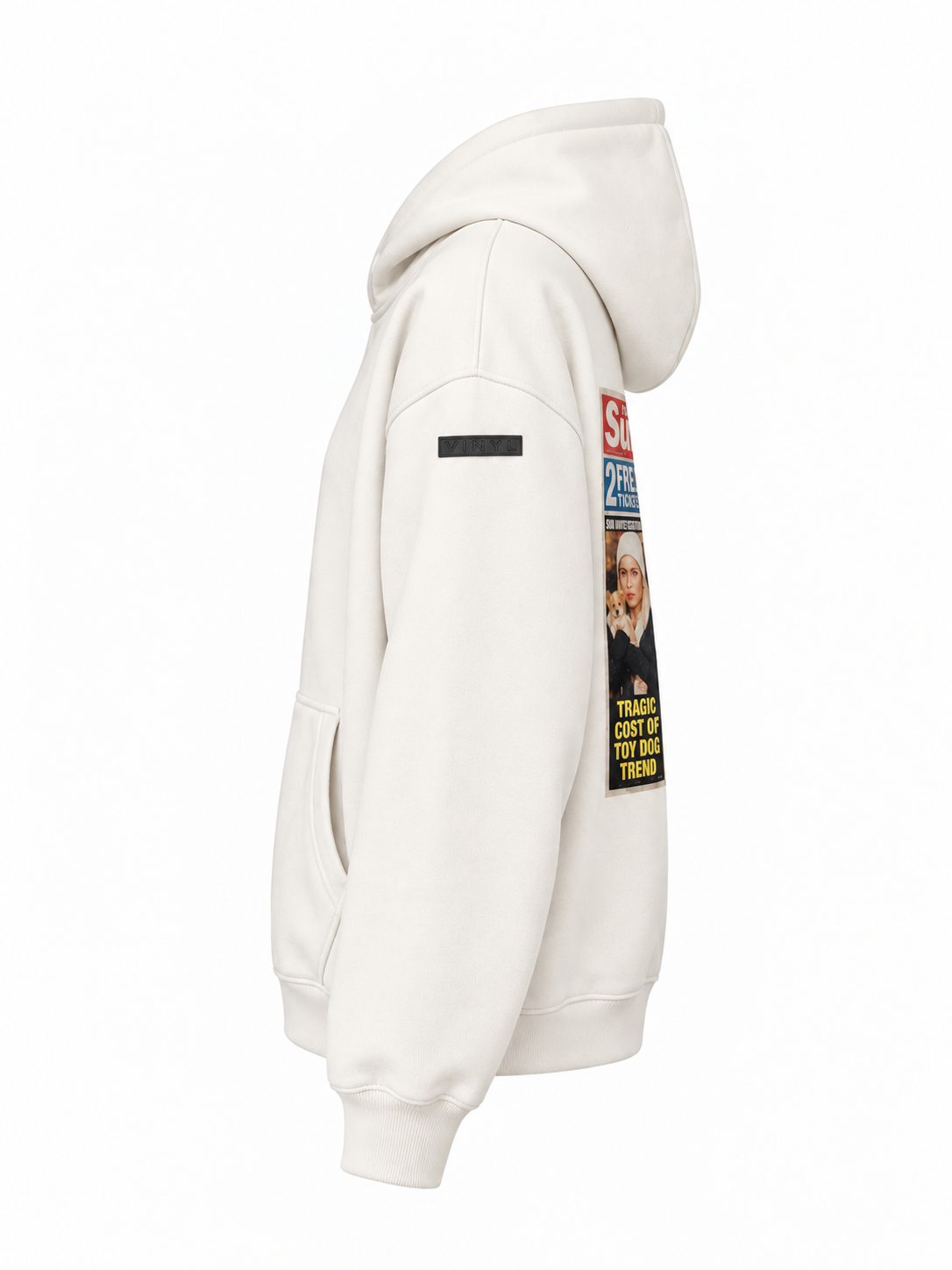 Newspaper print hoodie white