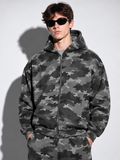 Army zipped hoodie grey