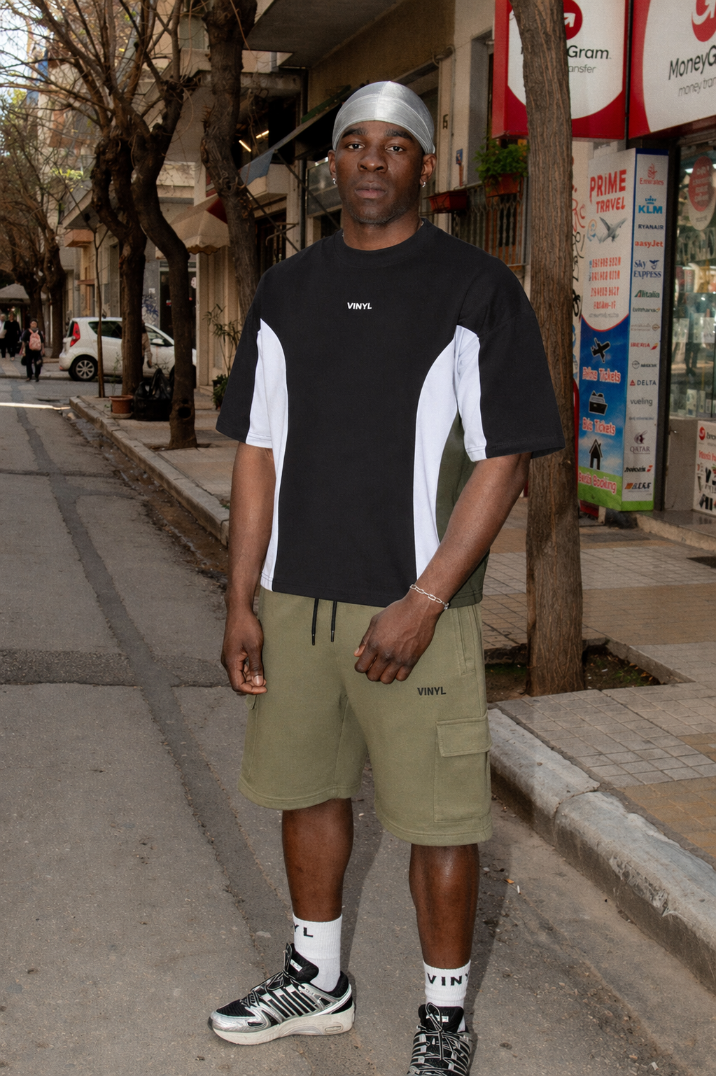 technical fleece cargo shorts khaki - relaxed fit