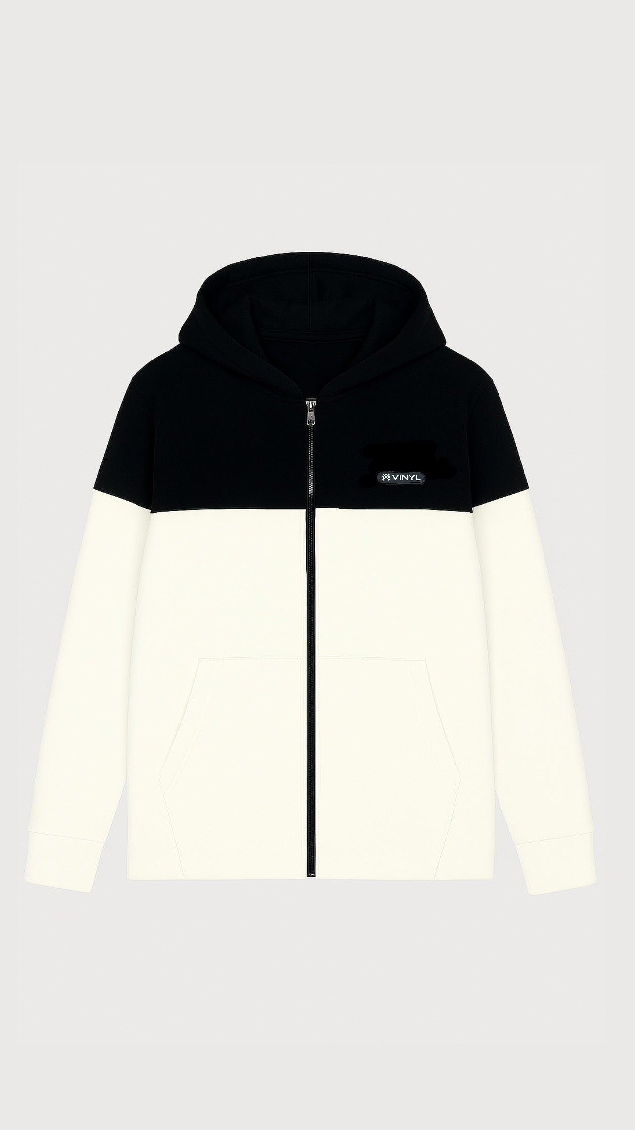 Vinyl ζακετα λευκη με τρεσα cotton regular fit - line motion zip hoodie