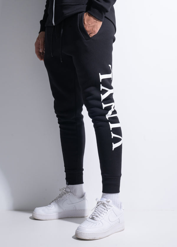 Vinyl φορμα μαυρη με τυπωμα cotton regular fit - side logo sweatpant