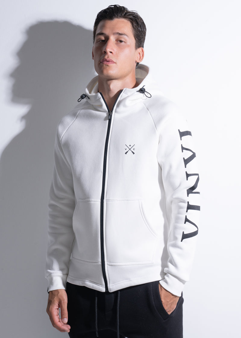 Vinyl ζακετα λευκη με τυπωμα cotton regular fit - zip through hoodie with logo print