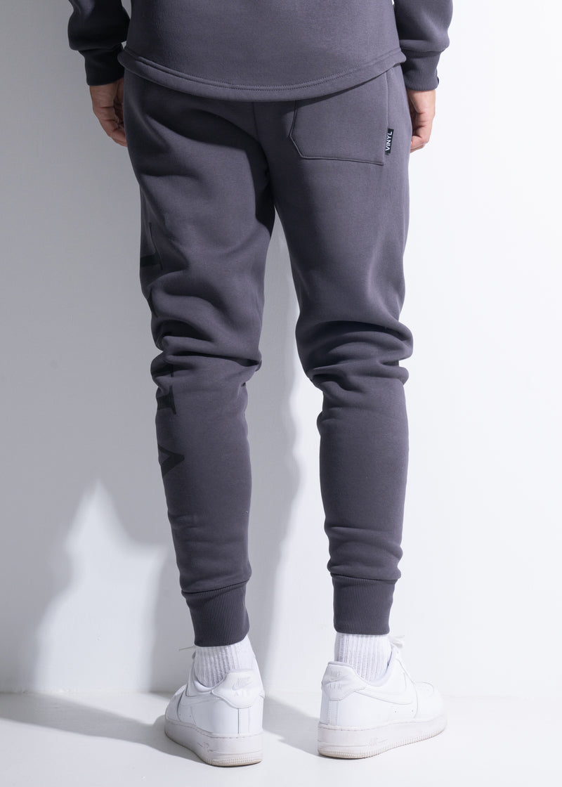 Vinyl φορμα γκρι με τυπωμα cotton regular fit - side logo sweatpant