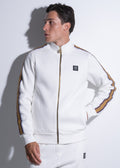 Vinyl white jacket with braids cotton regular fit - striped tape jacket