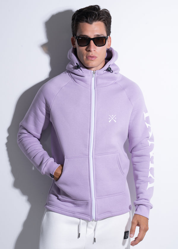 Vinyl ζακετα λιλα με τυπωμα cotton regular fit - zip through hoodie with logo print