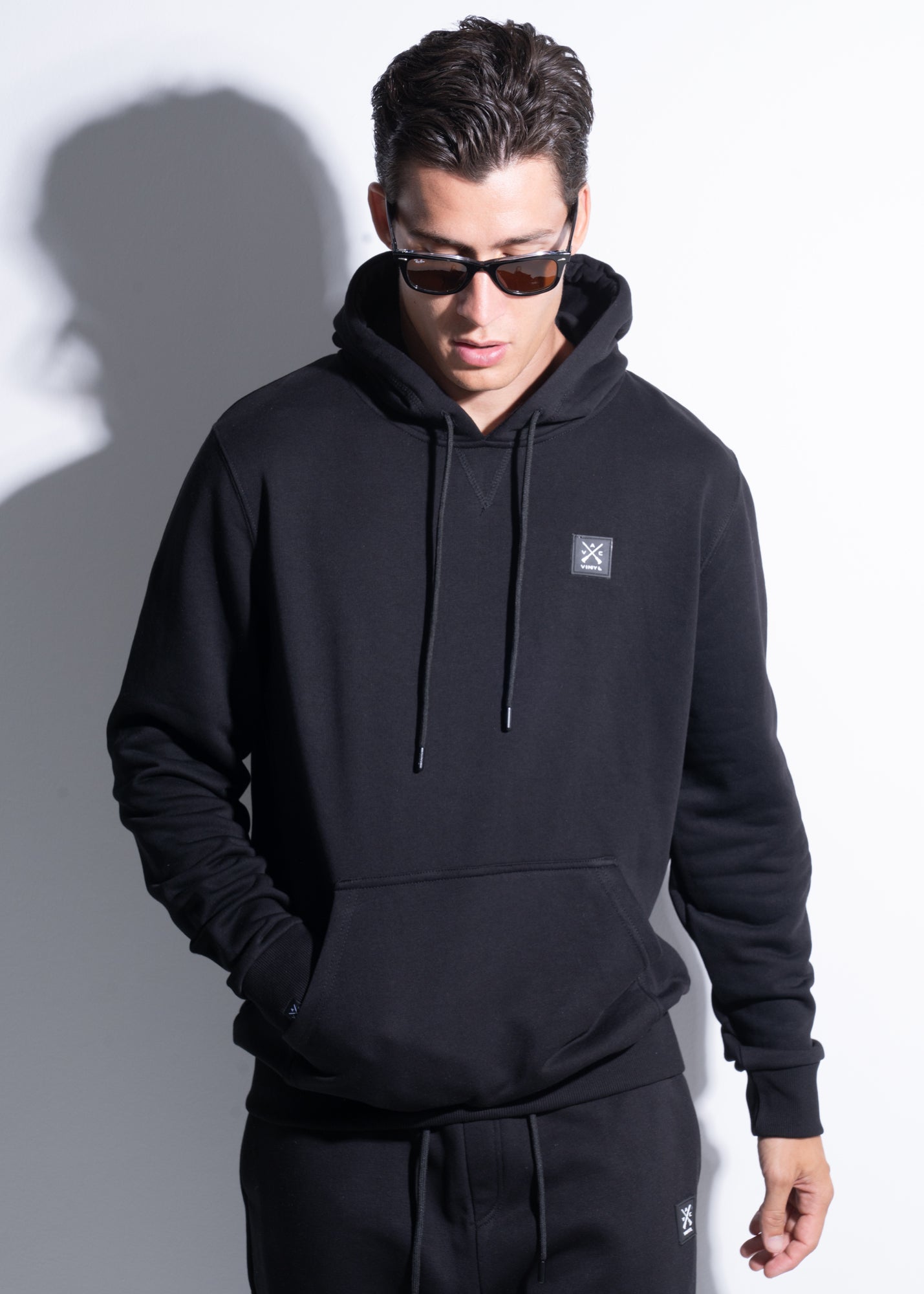 Vinyl φουτερ μαυρο cotton χωρις χνουδι regular fit - classic popover hoodie