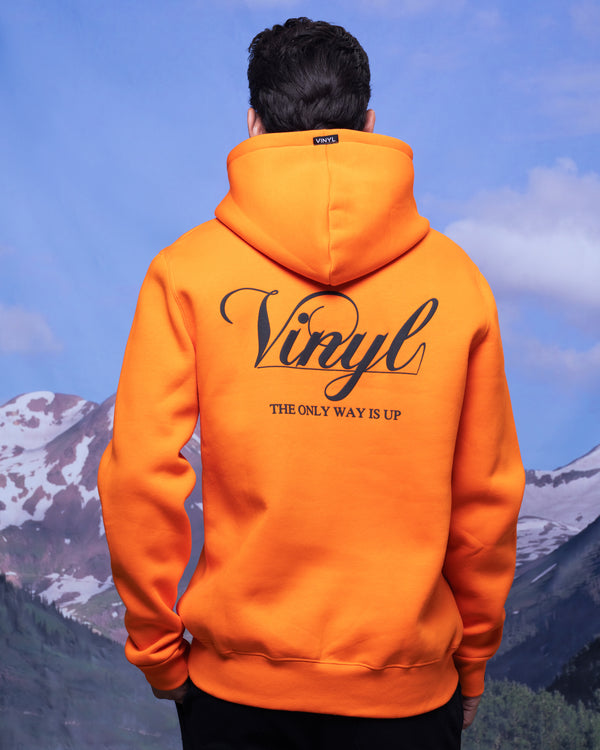 Vinyl φουτερ πορτοκαλι με τυπωμα cotton regular fit - foil print hoodie