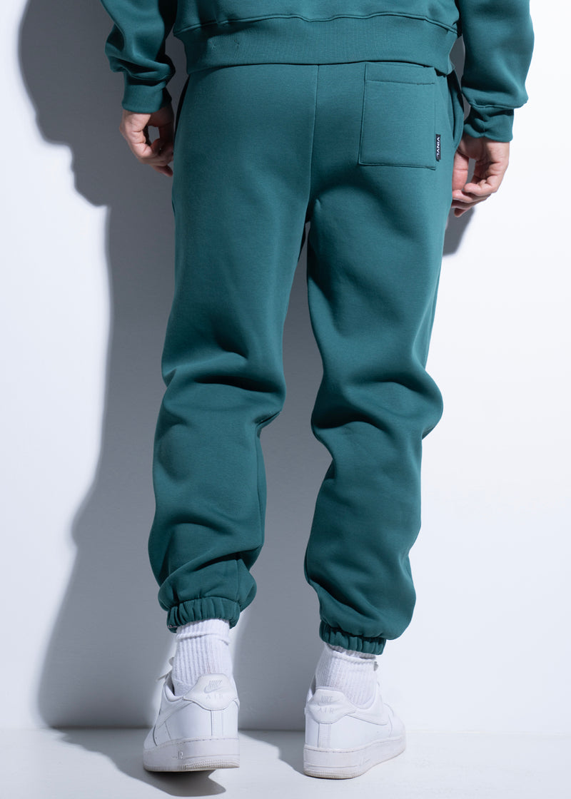 Vinyl φορμα πετρολ με κεντημα cotton regular fit - needlecraft logo pants