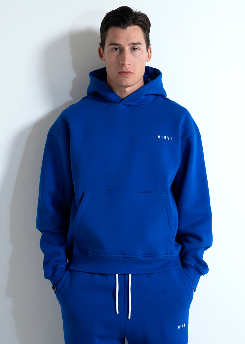 Vinyl φουτερ μπλε με κεντημα cotton regular fit - needlecraft logo hoodie