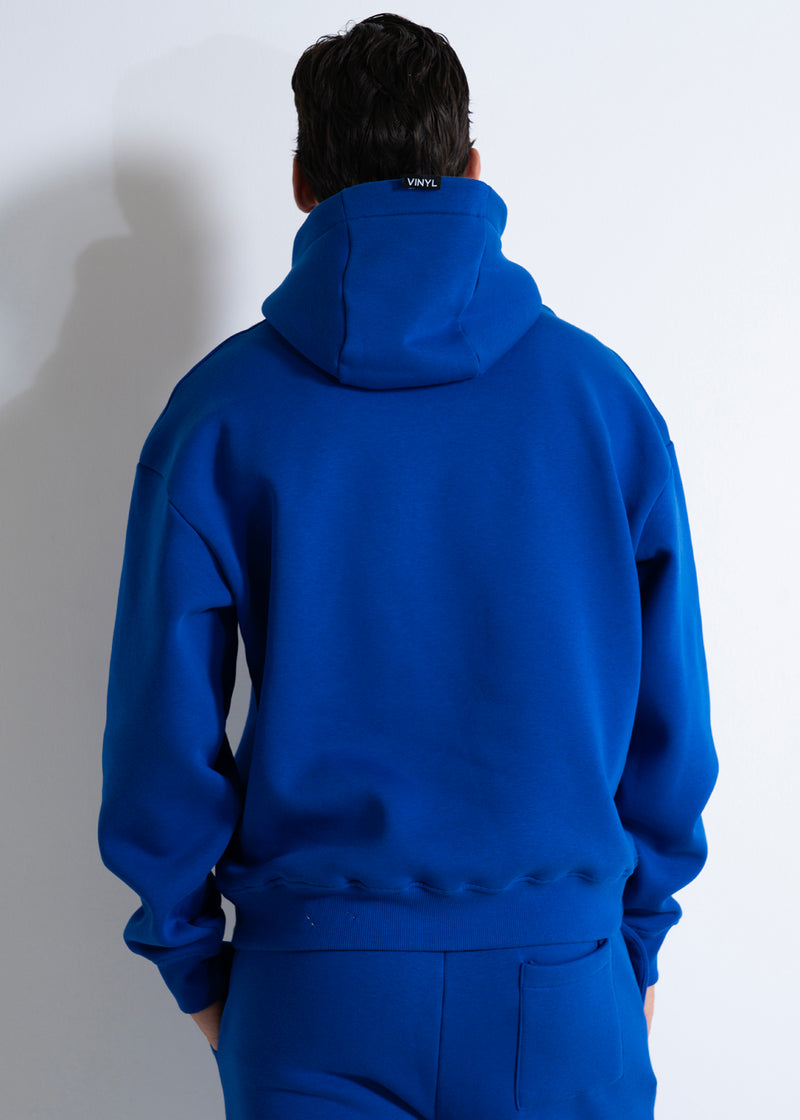 Vinyl φουτερ μπλε με κεντημα cotton regular fit - needlecraft logo hoodie