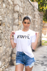 VINYL Μπλουζα με Τυπωμα Λευκή - Empossed Print T-Shirt