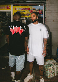Vinyl μπλουζα με τυπωμα μαυρη cotton oversized - heartbeat T-shirt