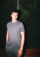 Vinyl μπλουζα με κέντημα γκρι cotton regular fit - needlecraft logo tee