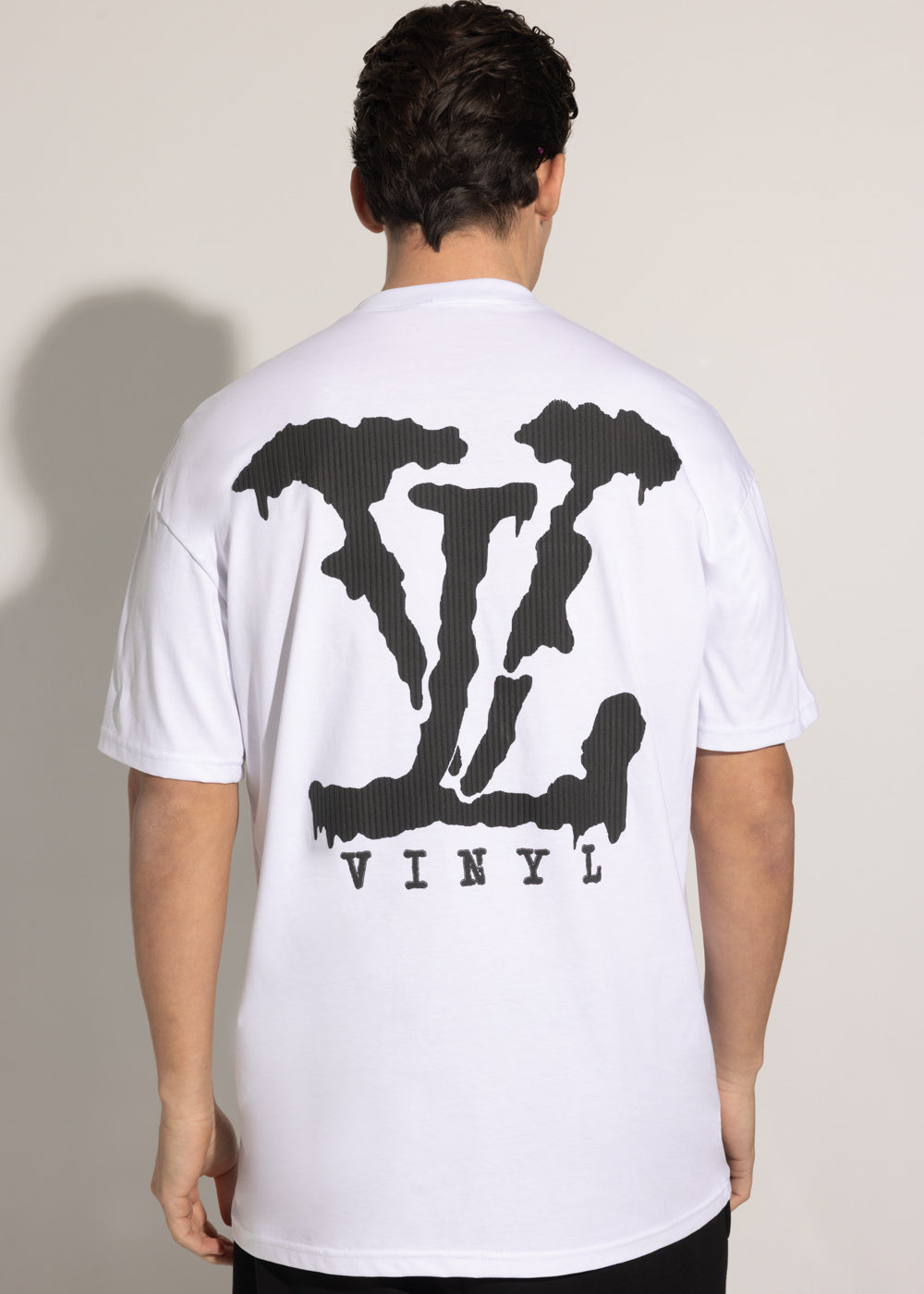 Vinyl μπλουζα με τυπωμα λευκη cotton oversized - T-shirt with elevated back print