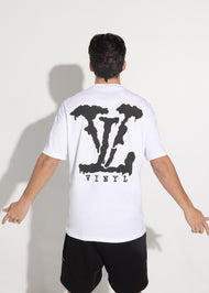 Vinyl μπλουζα με τυπωμα λευκη cotton oversized - T-shirt with elevated back print